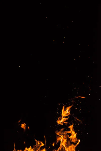 Φλόγα Φωτιάς Μαύρο Φόντο — Φωτογραφία Αρχείου