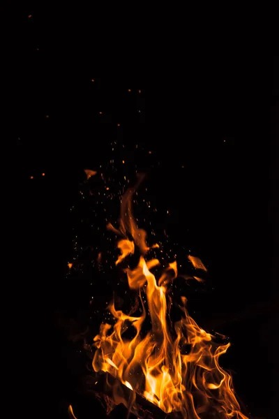 Φλόγα Φωτιάς Μαύρο Φόντο — Φωτογραφία Αρχείου