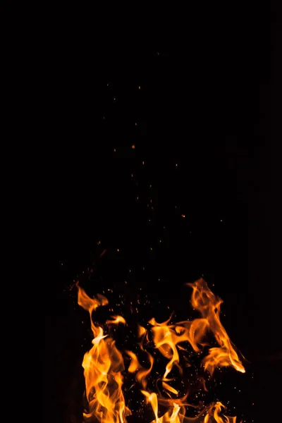 Płomień Ognia Czarnym Tle — Zdjęcie stockowe