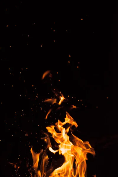 Feuerflamme Auf Schwarzem Hintergrund — Stockfoto