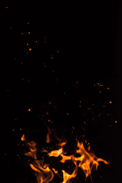 Полум Вогню Чорному Тлі — стокове фото