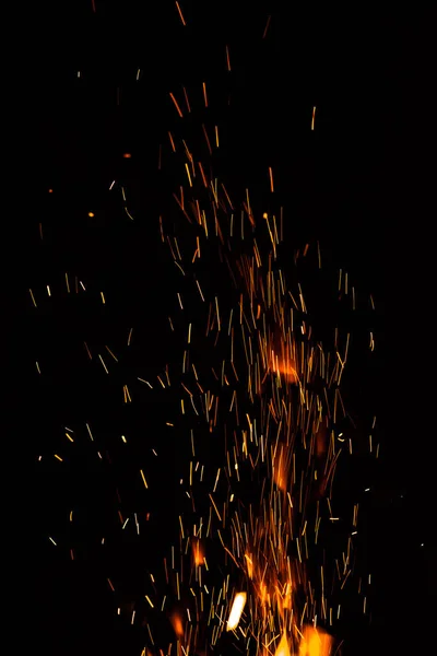 Tűz Lángja Fekete Háttéren — Stock Fotó