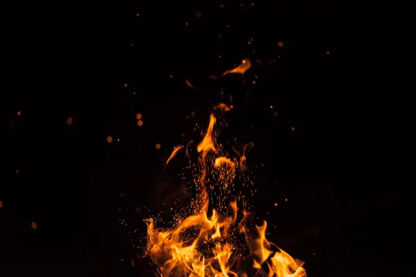 Llama Fuego Sobre Fondo Negro Imagen de archivo
