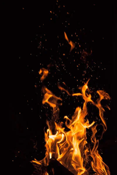 Llama Fuego Sobre Fondo Negro Imagen de stock