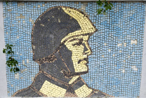 Soldado Representado Pared Estilo Mosaicos — Foto de Stock