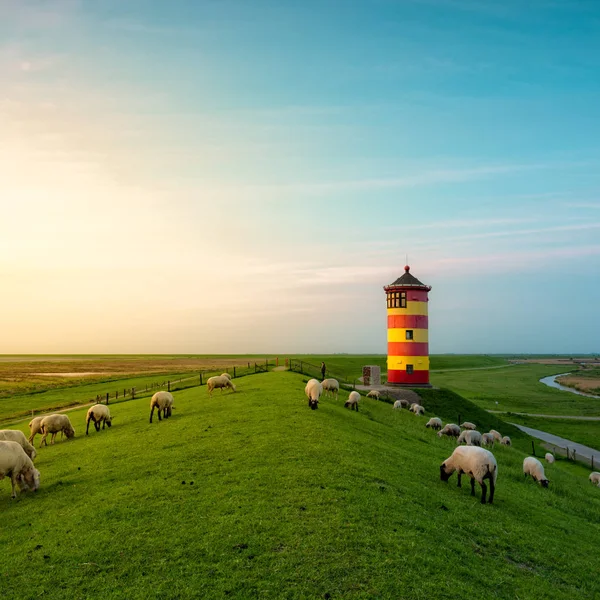 Doğu Frisian kıyısındaki güzel deniz feneri