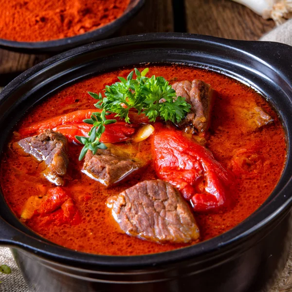 Gulash Húngaro Con Carne Res Pimentón — Foto de Stock