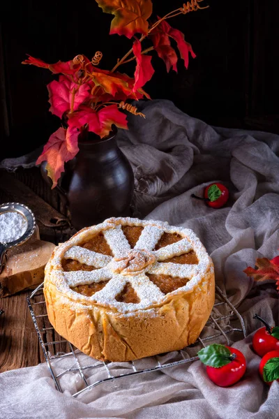 Manzanas Cubiertas Con Una Corteza Crujiente American Apple Pie — Foto de Stock