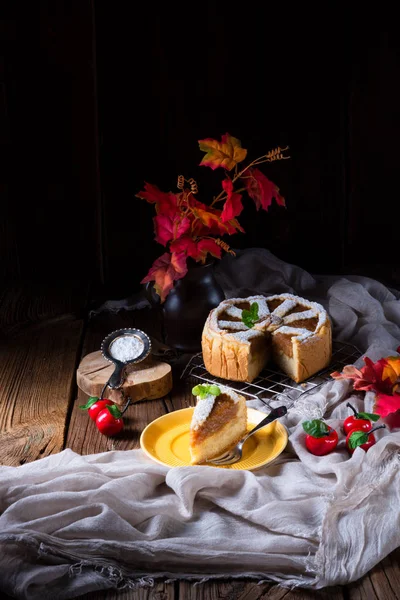 Pommes Couvertes Une Croûte Croustillante Est Tarte Aux Pommes Américaine — Photo