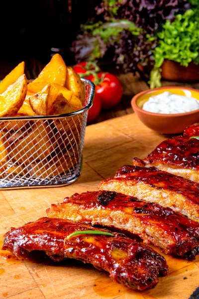 Bbq Spare Ribs Charcoal Grill — Stock Photo, Image