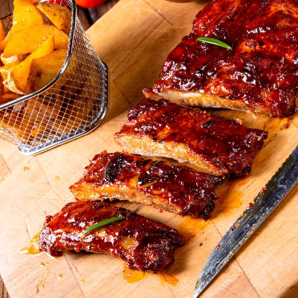 Bbq Spare Ribs Charcoal Grill — Stock Photo, Image