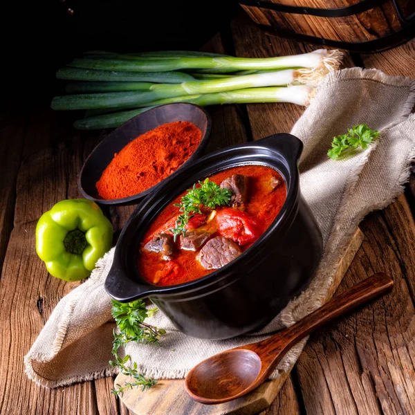 Cooked Hungarian Goulash Beef Paprika — Stock Photo, Image