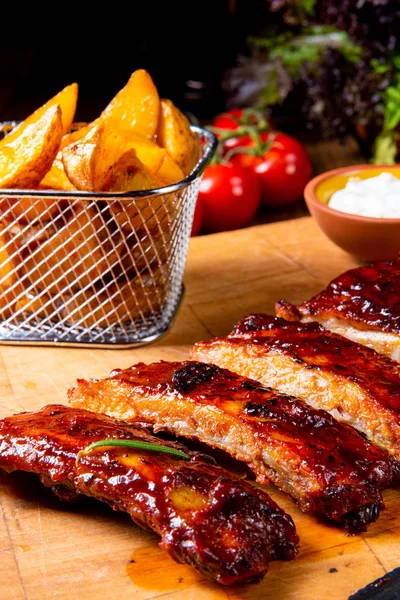 Bbq Spare Ribs Charcoal Grill — Stock Photo, Image