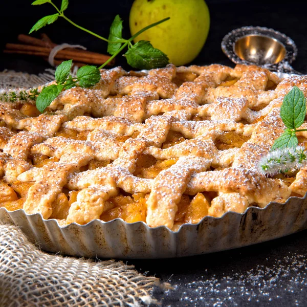 Tasty Apple Pie Lattice Upper Crust — Stock Photo, Image