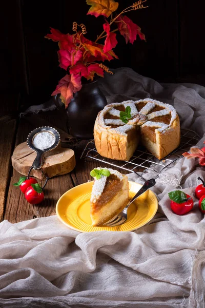 Appels Bedekt Met Krokante Korst Amerikaanse Appeltaart — Stockfoto