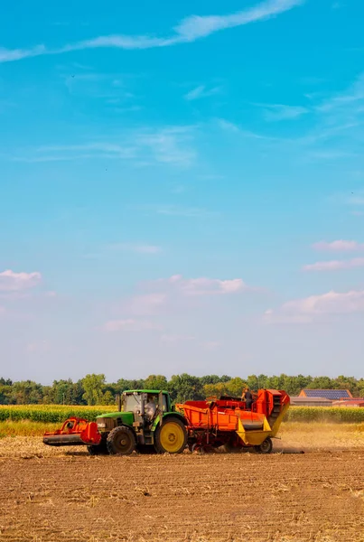 Macchina Moderna Raccolta Patate Autunno — Foto Stock