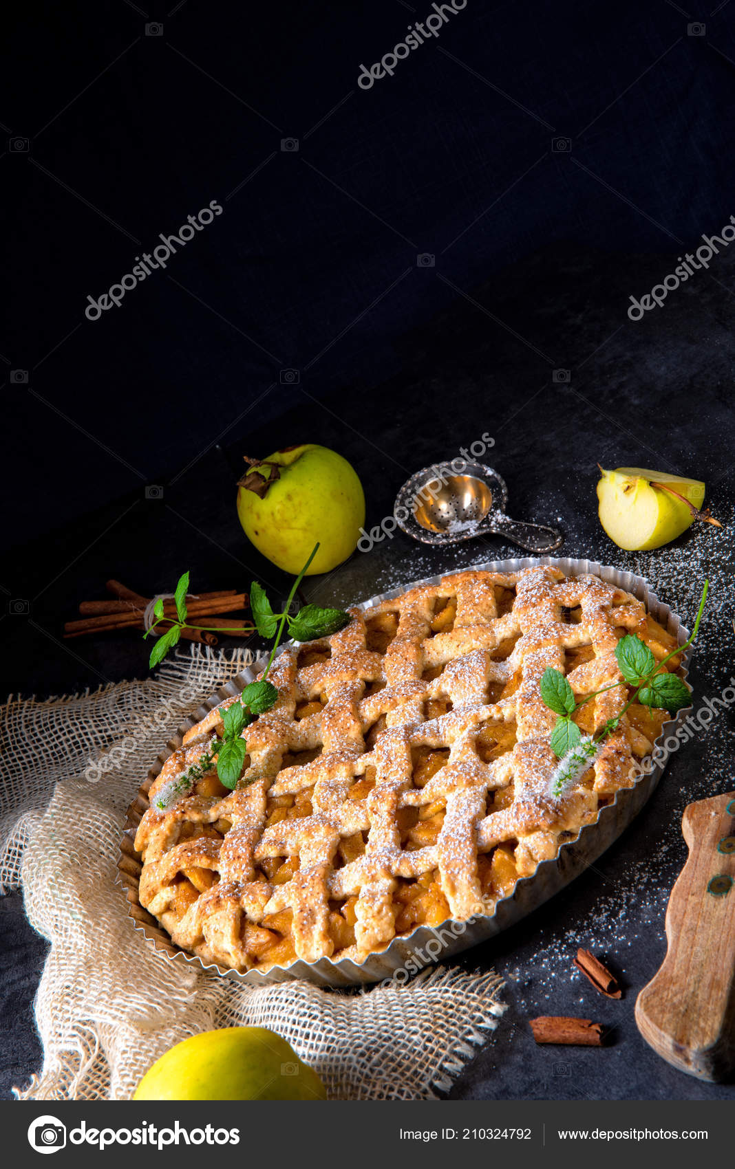 Leckere Apfelkuchen Mit Gitter Oberkruste Kuchen Pan Stockfoto