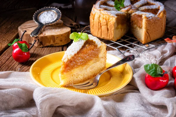 Amerikanischer Apfelkuchen Mit Knuspriger Kruste — Stockfoto