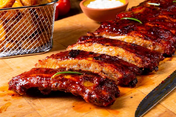 Barbecue Spare Ribs Charcoal Grill — Stock Photo, Image