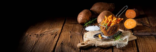 Crispy Sweet Potato Fries Oven — Stock Photo, Image