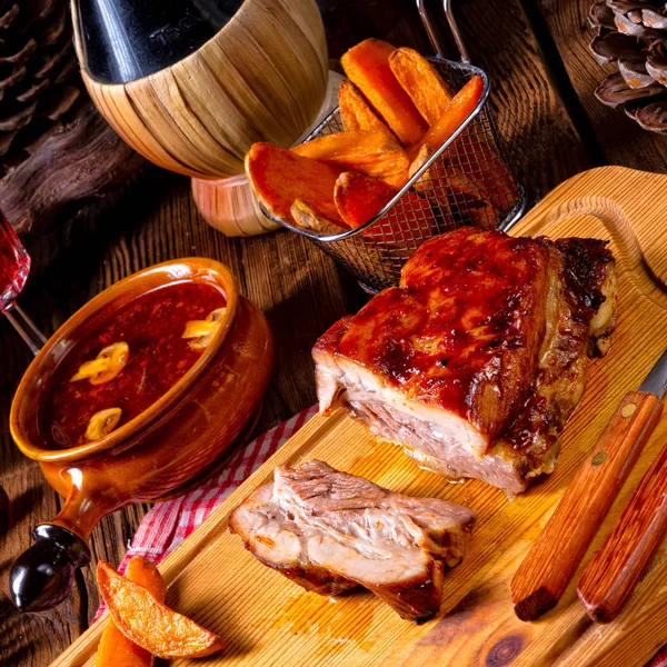 Carne Asada Picante Con Salsa Champiñones Horno — Foto de Stock