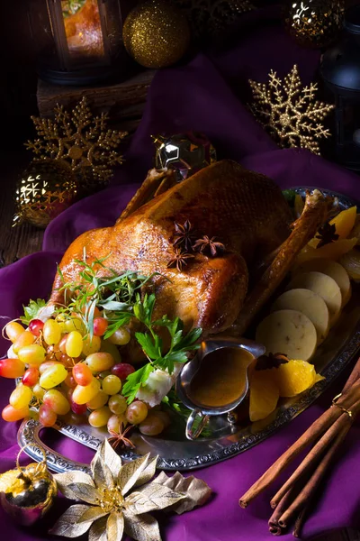 Delicious Stuffed Roasted Goose Spices — Stock Photo, Image