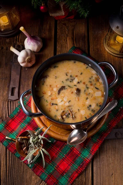 Delicious christmas mushroom soup in polish style — Stock Image Delicious Christmas Mushroom Soup Polish Style Stock Image