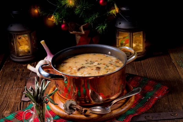 Deliciosa Sopa Champiñones Navidad Estilo Polaco — Foto de Stock