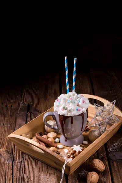 Hot Chocolate Colorful Mini Marshmallows Mix — Stock Photo, Image