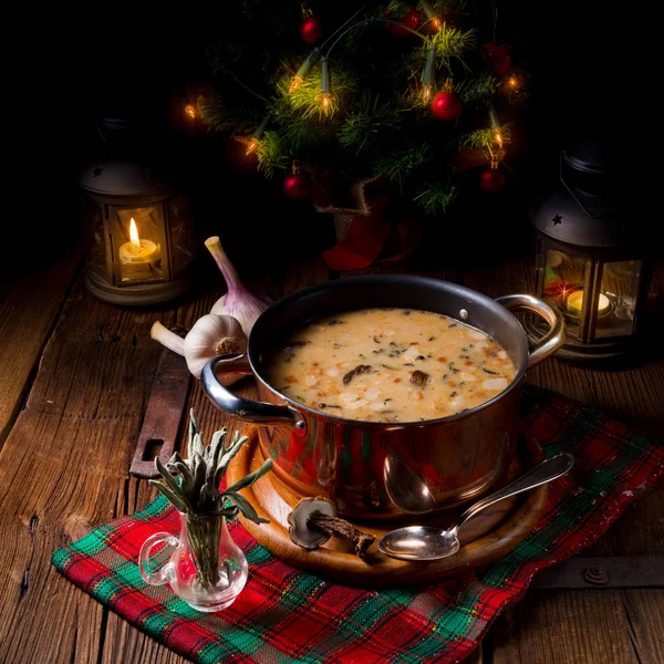 Deliciosa Sopa Champiñones Navidad Estilo Polaco — Foto de Stock