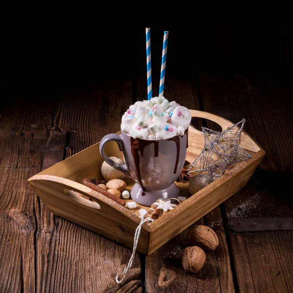 Hot Chocolate Colorful Mini Marshmallows Mix — Stock Photo, Image