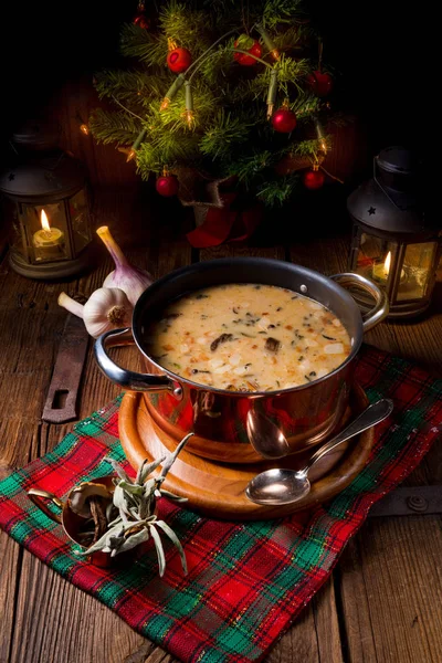 Délicieuse Soupe Champignons Noël Dans Style Polonais — Photo