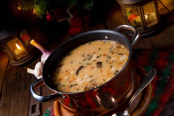 Délicieuse Soupe Champignons Noël Dans Style Polonais — Photo