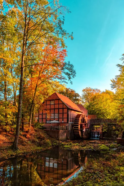 Forest Autumn Beautiful Picturesque Watermill — Stock Photo, Image