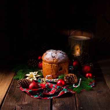 lezzetli hakiki İtalyan anne Noel panettone, yakın çekim 