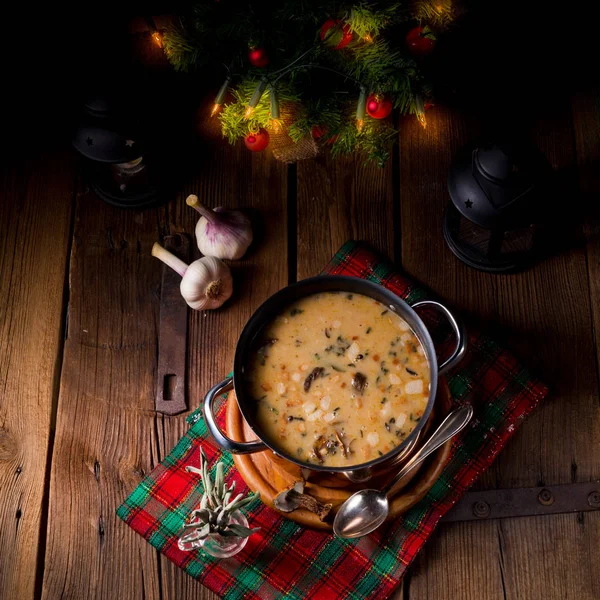 Une Soupe Champignons Noël Style Polonais — Photo