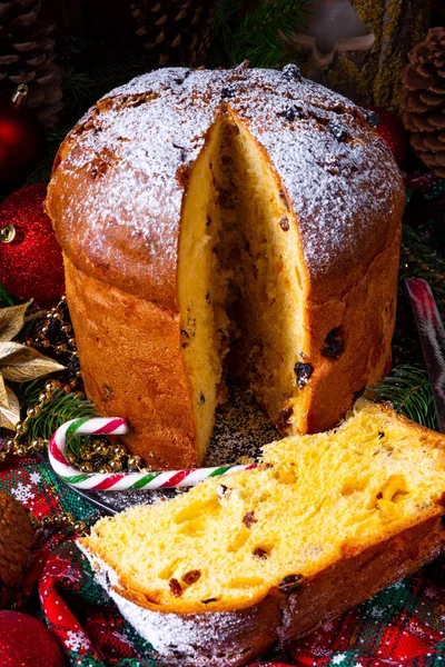 Delizioso Panettone Natale Genuino Mamma Italiana Primo Piano — Foto Stock