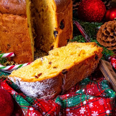 lezzetli hakiki İtalyan anne Noel panettone, yakın çekim 