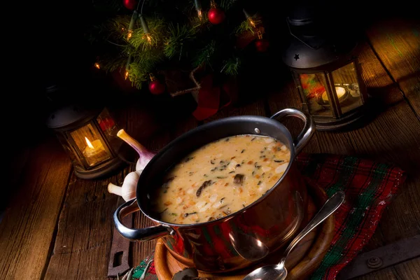 Une Soupe Champignons Noël Style Polonais — Photo