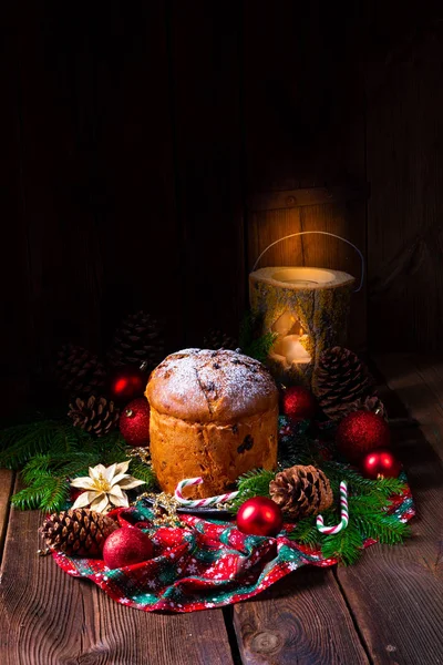 Delicious Genuine Italian Mum Christmas Panettone Close — Stock Photo, Image