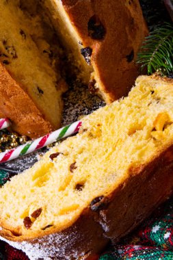 lezzetli hakiki İtalyan anne Noel panettone, yakın çekim 