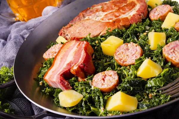 Delicious Kale Pan Pinkel Kassler — Stock Photo, Image