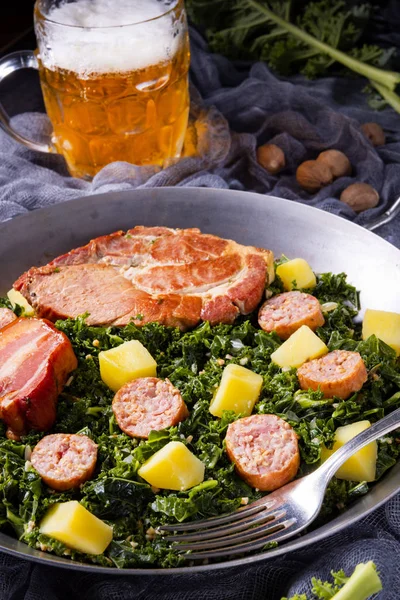 Delicious Kale Pan Pinkel Kassler — Stock Photo, Image