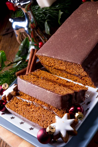 Tasty Chocolate Gingerbread Plum Jam Filling — Stock Photo, Image