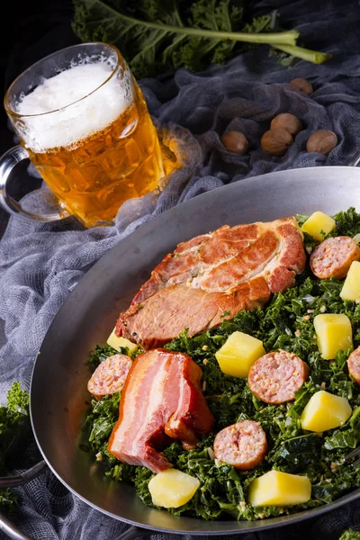 Delicious Kale Pan Pinkel Kassler — Stock Photo, Image