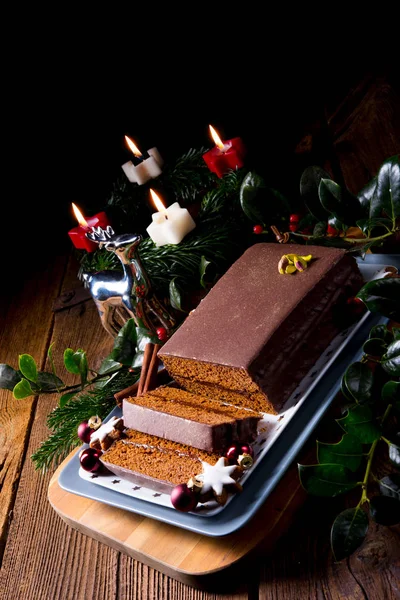 Gustoso Pan Zenzero Cioccolato Con Ripieno Marmellata Prugne — Foto Stock