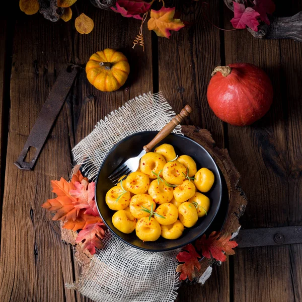 Deliciosos Dumplings Otoñales Con Puré Calabaza Hokkaido — Foto de Stock