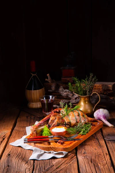 Grilled Lamb Shoulder Rosemary Braised Oven — Stock Photo, Image