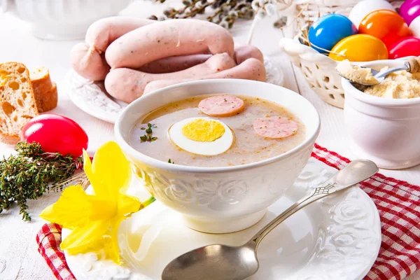 Zurek delicious easter soup after polish style — Stock Image Zurek delicious easter soup after polish style Stock Photo