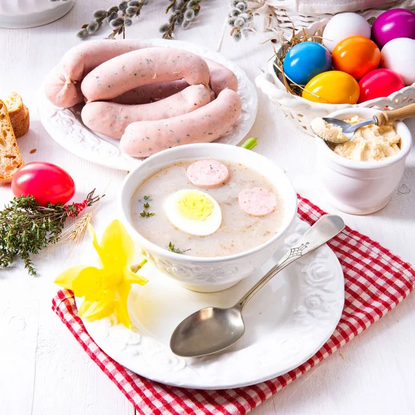 Lehçe Stil sonra Zurek lezzetli Paskalya çorba — Stok fotoğraf